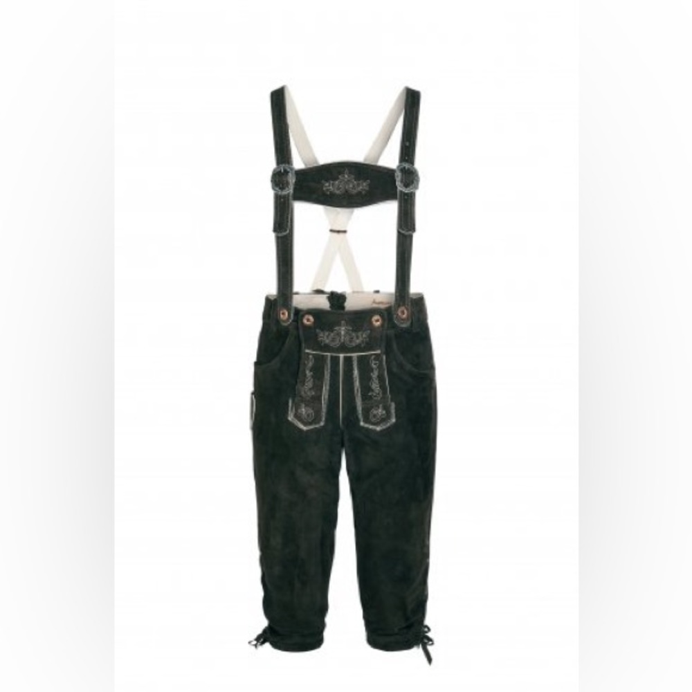 Angermaier Paul Traditional Lederhosen in Black Fine Goat Suede